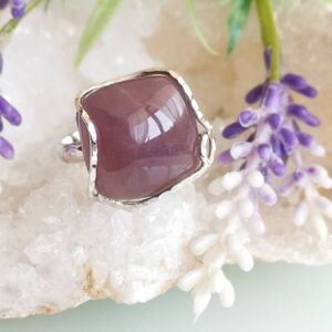 MADE IN ITALY HAND MADE PURPLE QUARTZ RING IN RHODIUM AND STERING SILVER
